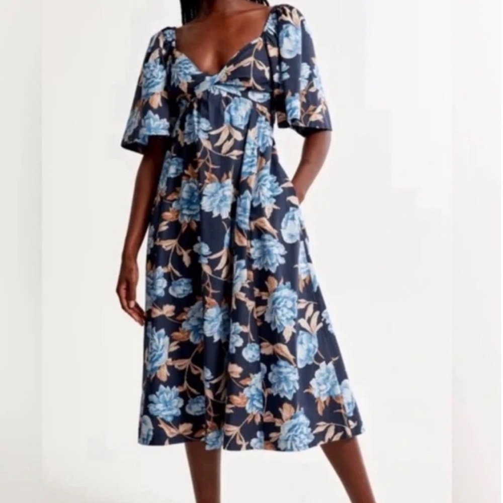Gorgeous Abercrombie & Fitch Blue Floral Midi Dress